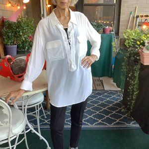 Equipment Classic White Womans Lace-up Front Shirt